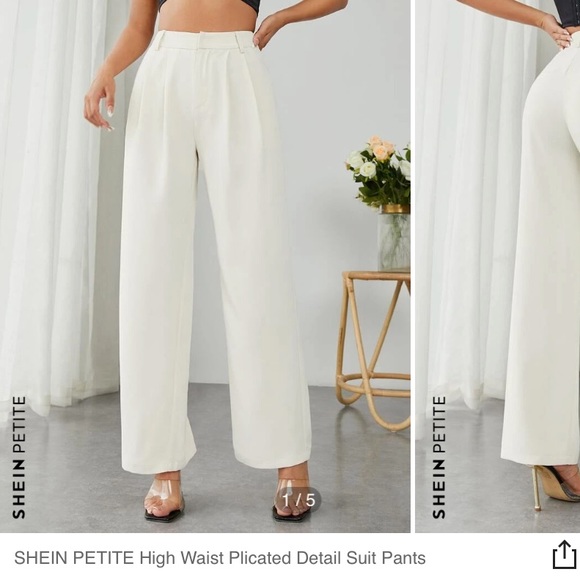 Shein Cream/White Trousers - Picture 1 of 4